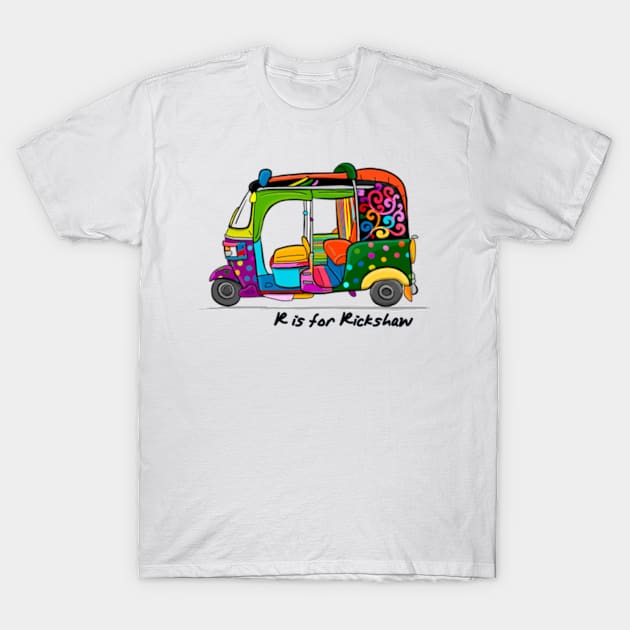 R is for Rickshaw Bollywood Tees, Desi Tees T-Shirt by sarcasmandadulting